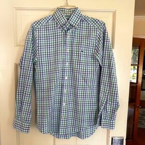 Vineyard Vines Wide Plaid Whale Oxford, XS